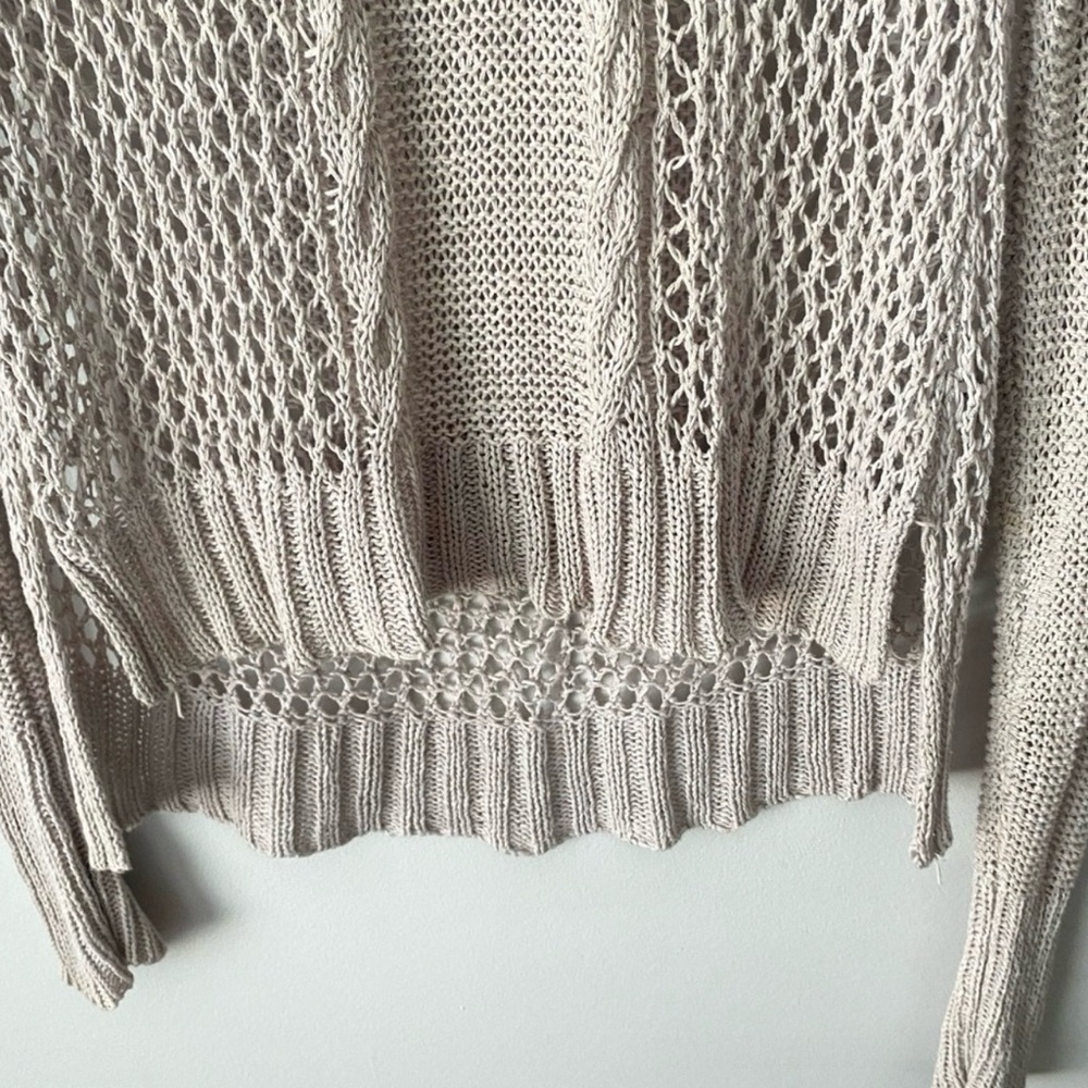 Buffalo David Bitton Tan Knit Sweater Size Medium Fall Knit Boho Costal Classic - Picture 4 of 6